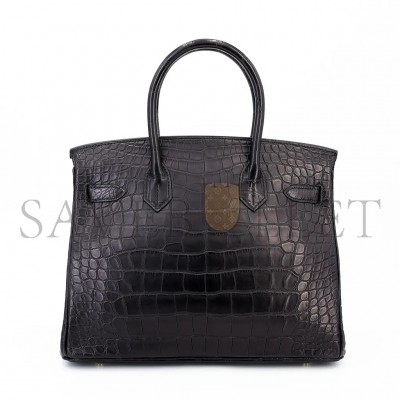 HERMÈS MASTER BIRKIN 25 CROCODILE LEATHER BLACK GOLD BUCKLE H041354CK28 (25*20*13cm)